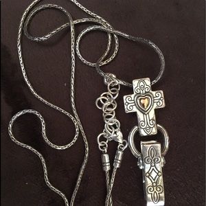 VTG BRIGHTON CROSS/BADGE ID CLIP HOLDER NECKLACE